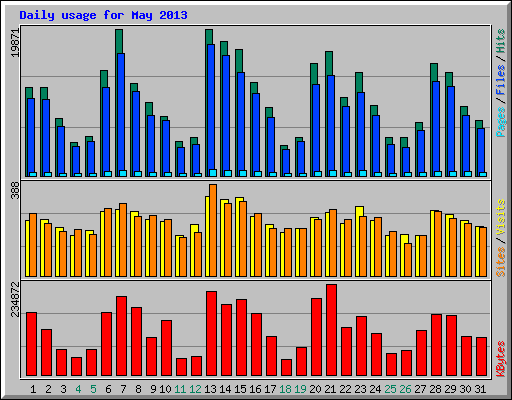 Daily usage for May 2013