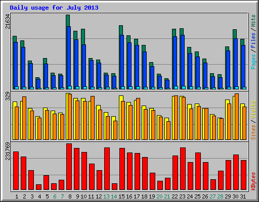 Daily usage for July 2013