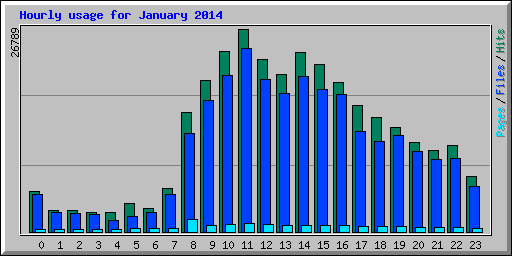 Hourly usage for January 2014